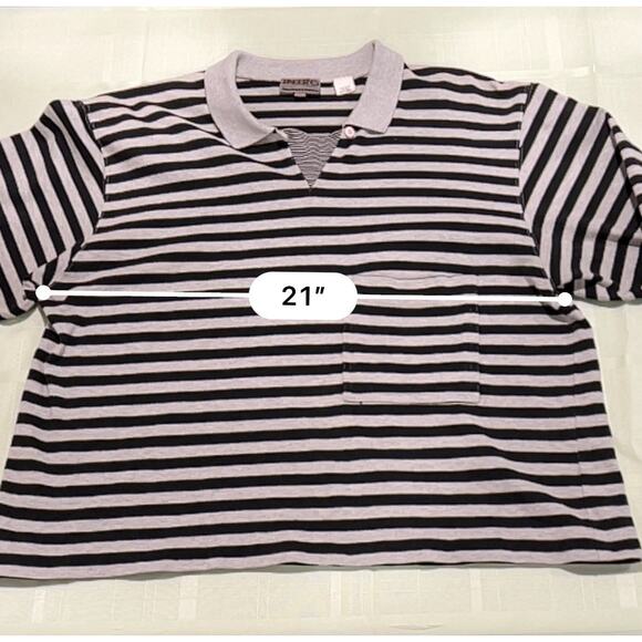 Vintage Fenn Wright Mason 100% Cotton Striped Polo Cropped Women’s S Oversized - Picture 8 of 9